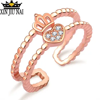

Classic retro simple open adjustable crown heart fashion bride wedding engagement women's Elegance, luxury and simplicity ring