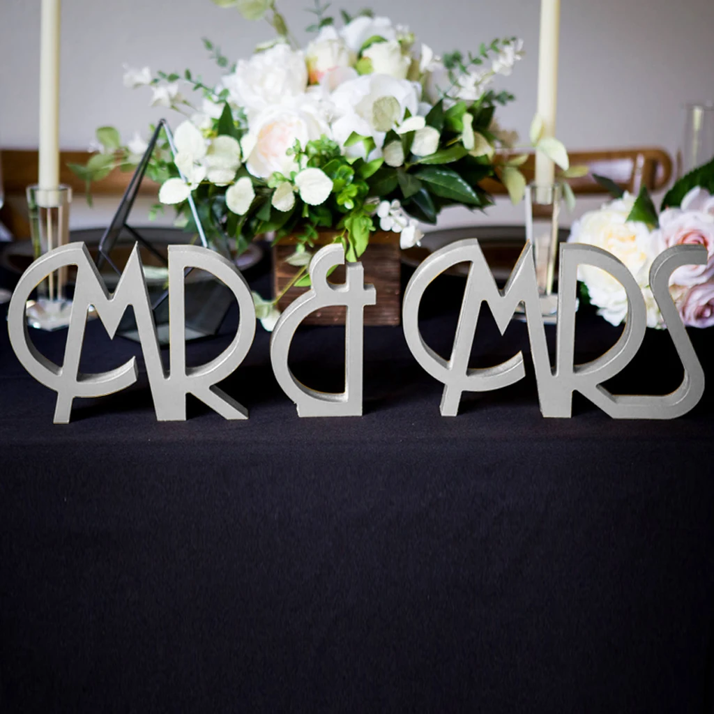 

Mr And Mrs Letters Sign Wooden Standing Top Table Gift Wedding Party Decoratuon