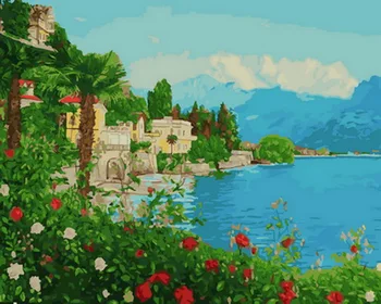 

Frameless diy paintings by numbers paint by number for home decor oil picture painting 5065cm cottage in river