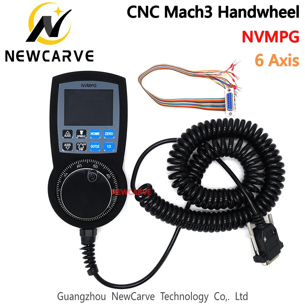 

NVMPG Mach3 6 Axis Handwheel MPG Pendant Manual Pulse Generator Hand Wheel Serial Communication With LCD Display NEWCARVE