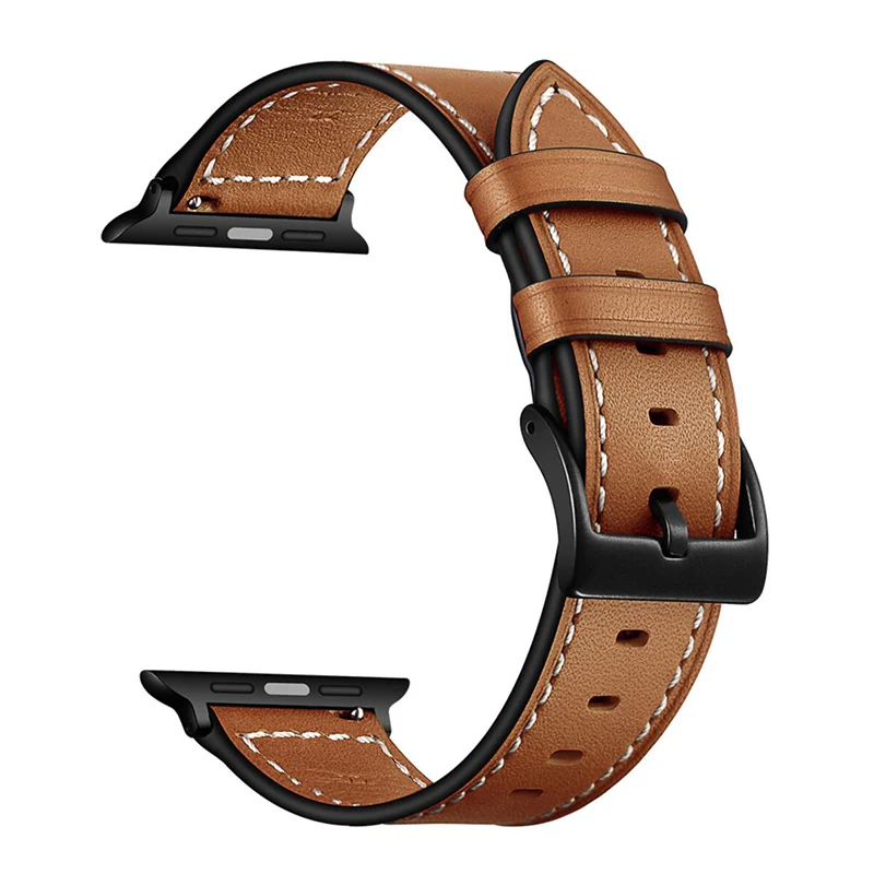 Brown UEBN кожаный ремешок для Apple watch серии 5 4 3 2 Аксессуары для часов Ремешок для iWatch 40 мм 44 мм 42 мм 38 мм Ремешки для наручных часов - Цвет ремешка: Brown