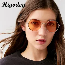Higodoy негабаритных винтажных металлических солнцезащитных очков для мужчин и женщин, очки пилота, круглые солнцезащитные очки для женщин 2019