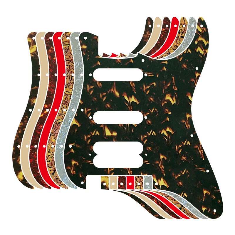 

Pleroo Guitar For US11 Screw Holes Strat With Floyd Rose Tremolo Bridge Player Humbucker Single HSS Scratch Plate No Switch Hole