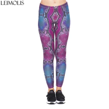 

LEIMOLIS 3D print purple snake Animal fitness push up workout leggings women Harajuku High Waist punk rock sexy leggins
