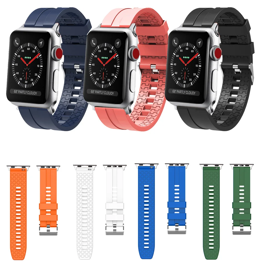 Ремешок силиконовый для Apple Watch band 40 мм 38 44 42 спортивный резиновый браслет iWatch Series 5
