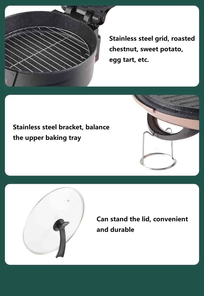 220V Home Electric Deep Frying Pan Non-stick Automatic Panceke Baking Pot Crepe Maker Household 2 Sides Heating