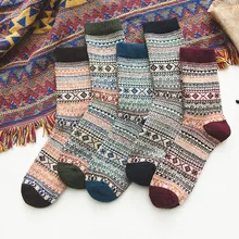 Забавные носки с принтом, женские кашемировые носки в этническом стиле, уникальный дизайн, удобные теплые повседневные носки для женщин