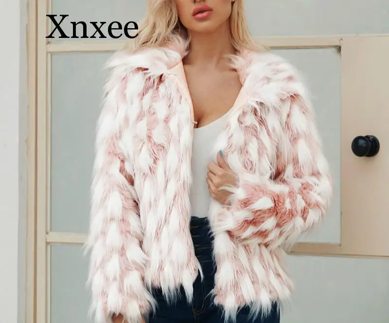Лоскутное цветное стежковое женское меховое пальто 3XL большого размера с длинным рукавом из искусственного меха пальто с открытым передом осень зима теплая шуба из искусственного меха