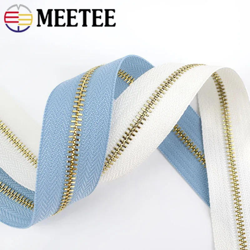 2/5pcs Meetee 40-70CM 3# Open-End Auto Lock Metal Zippers for Sewing Clothes Bags Purse Shoes Craft Accessories Supplies ZA046