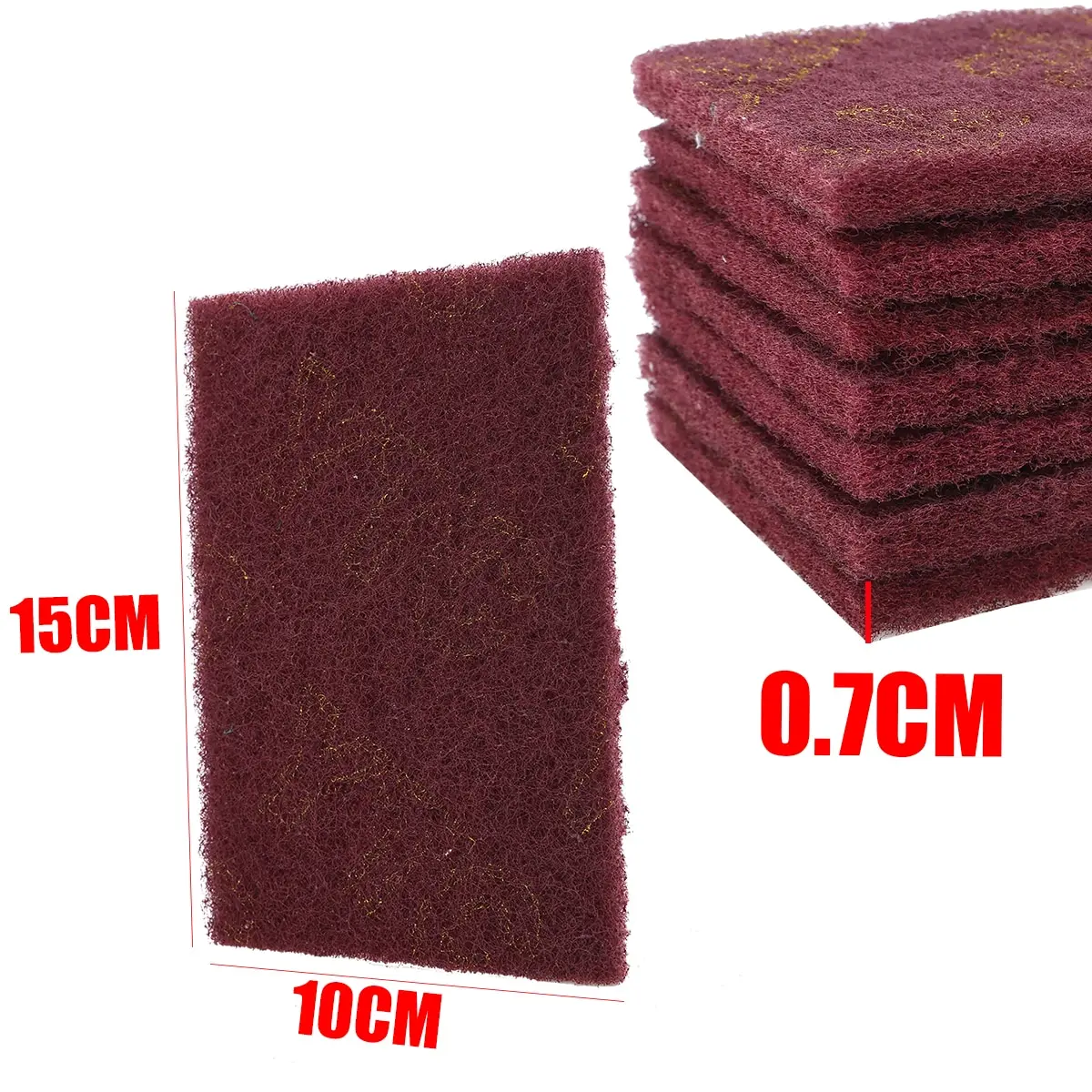 20Pcs 15 x 10 x 0.7cm Grey/Red Abrasive Finishing Fine Scotch Brite Pads Hand Sanding Grinding Pad For Kitchen Cleaning Tools