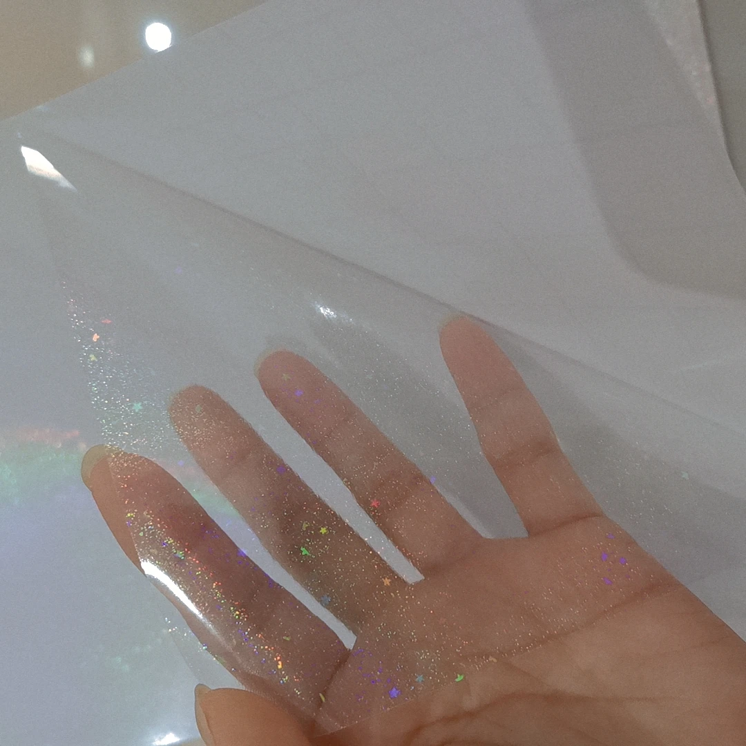 Lamination Film Holographic Sand Glitter Five StarFoil Adhesive Tape 50 Sheets 210x297 MM For Paper Plastic
