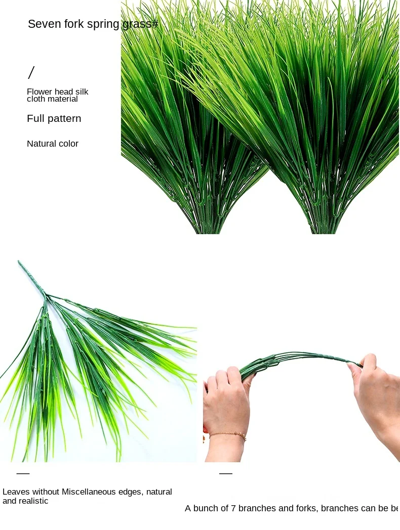 Simulation Green Plants,40cm7 ForksSpring Grass, Indoor and Outdoor Home Garden Decoration,Wedding Venue Layout Green Road Guide Simulation Green Plants,40cm7 ForksSpring Grass, Indoor and Outdoor Home Garden Decoration,Wedding Venue Layout Green Road Guide