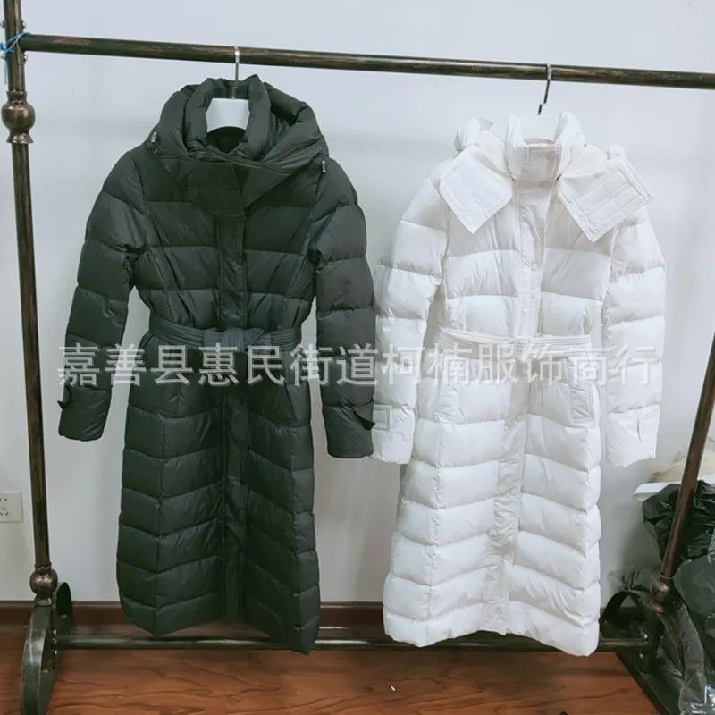 Online Celebrity Hot Selling Coat Winter New Style Slim Fit Waist Hugging Slimming Hooded Thick over-the-Knee down Jacket W
