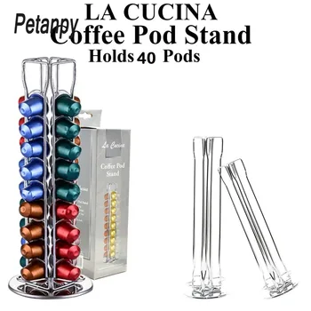 

360 Rotating 40 Capsule Coffee Pod Holder Capsules Dispensing Tower Stand Fits for Nespresso Capsule Storage Coffee Stand
