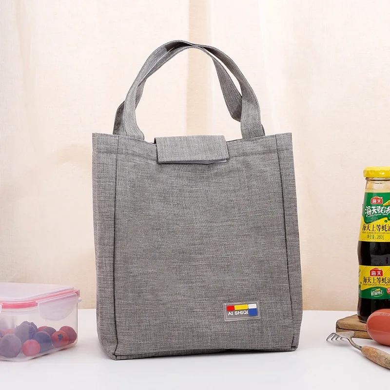 Серый Adult Insulated Lunch Bag Tote Thermal Bento Cooler Bag Student Kids School Food Insulated Storage Container Picnic Work Handbag - Цвет: Серый