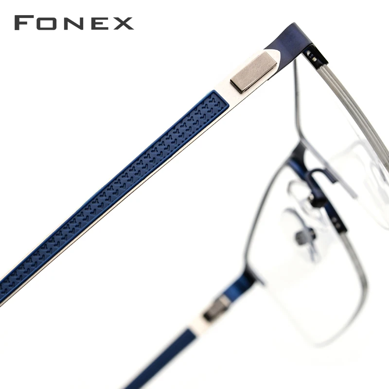 FONEX, сплав, оправа для очков, для мужчин, новинка, мужской квадратный светильник, очки по рецепту, полублизорукость, оптические оправы, Безвинтовые очки 9843