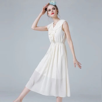 

Korean Style Casual Chiffon Dress Women Sleeveless Corset Sheer Dresses Ladies Midi Dress Women Summer Vestidos De Verano