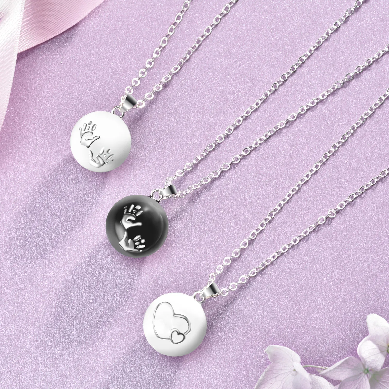 Eudora 20mm Harmony Bola Ball Baby hands design Pregnancy Chime Musical Bola Angel Caller Bola Pendant Necklace for Women Gift