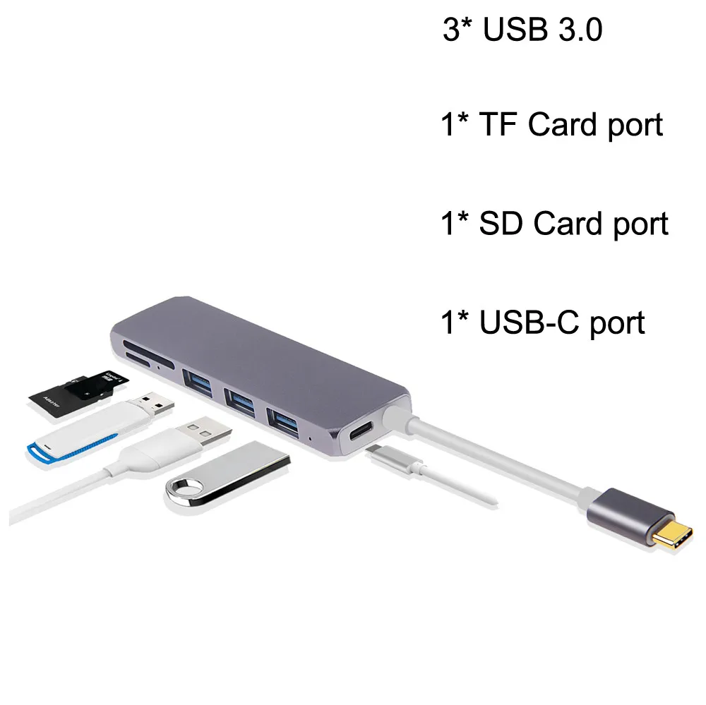 Ouhaobin usb-хаб type-C адаптер для 3 USB 3,0 портов для SD/TF карт-ридер для MacBook Pro для телефона зарядное устройство аксессуары