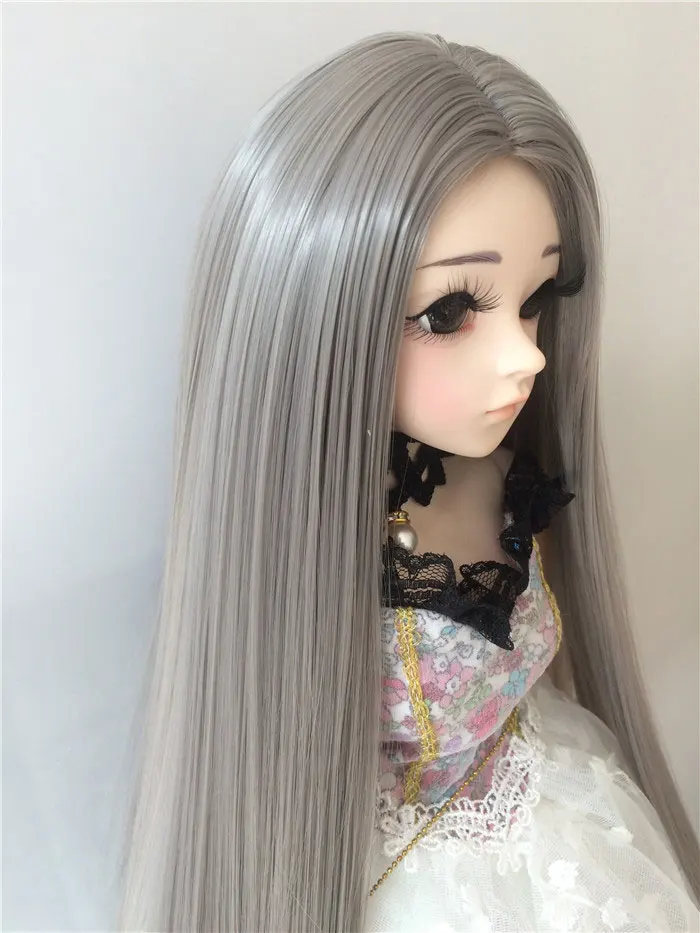 BJD sd длинные прямые волосы 1/3 1/4 1/6 1/8 Высокая температура волокна волос черная кукла парик мульти-цветная кукла аксессуары - Цвет: 11 only wig