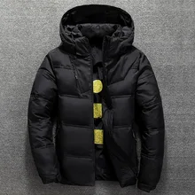 New White Duck Down Jacket Men Winter Warm Solid Color Hooded Down Coats Thick Duck Parka Mens Down Jackets Winter Outdoor Coat 