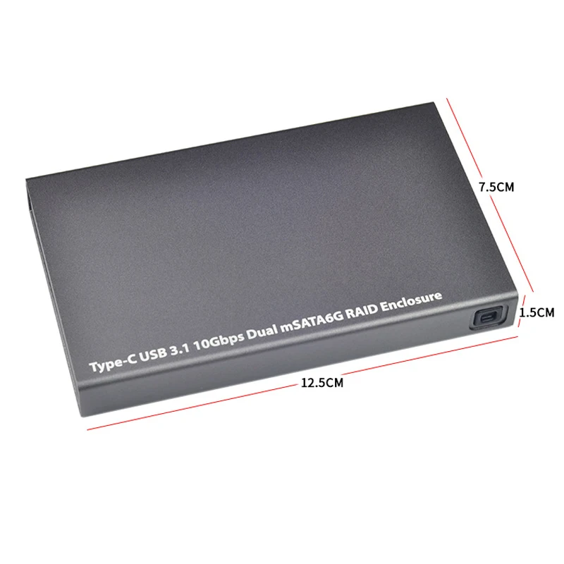 Type-C-2 mSATA 3,0 Портативный Мобильный Корпус для жесткого диска чехол SSD type C-USB 3,1 Gen2 10 Гбит/с двойной mSATA RAID адаптер для ПК