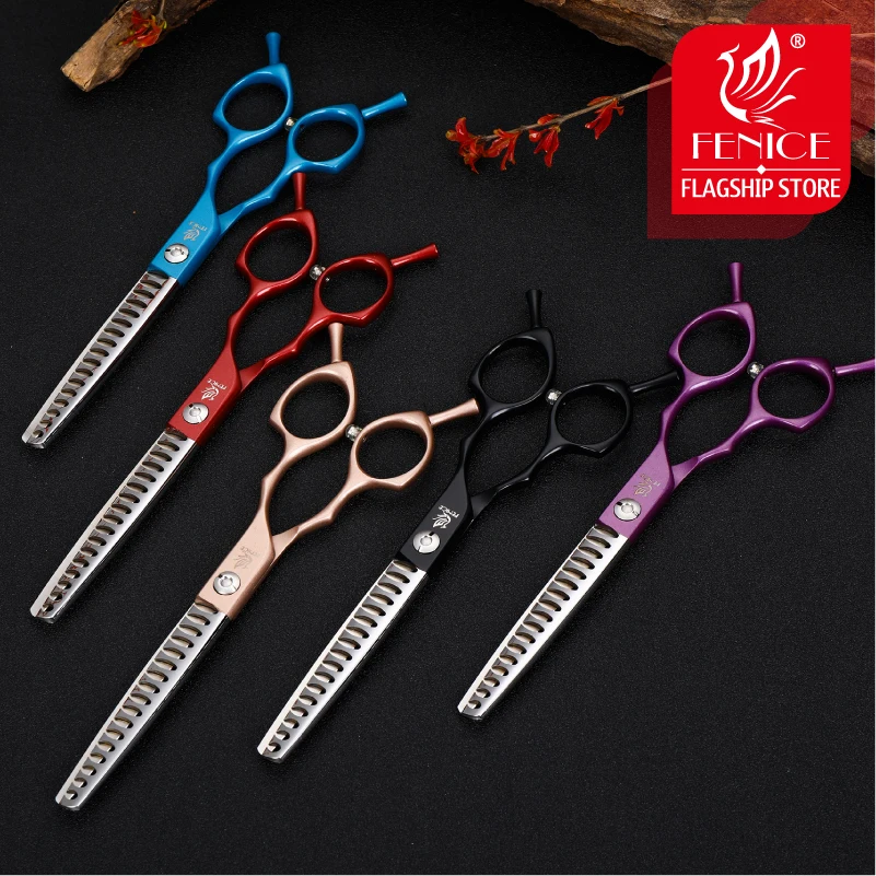 Fenice Professional Japan 6.5 inch Pet Dog Grooming Scissors Set Cutter Thinner Chunker Curved Shears dog grooming scissors dog grooming scissors kit