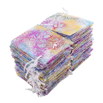 

30pcs Snow Yarn Bags Gold Stamping Snow Yarn Bags Bundle Mesh Gift Bag Delicate Jewelry Packaging Bags for Wedding Birthday