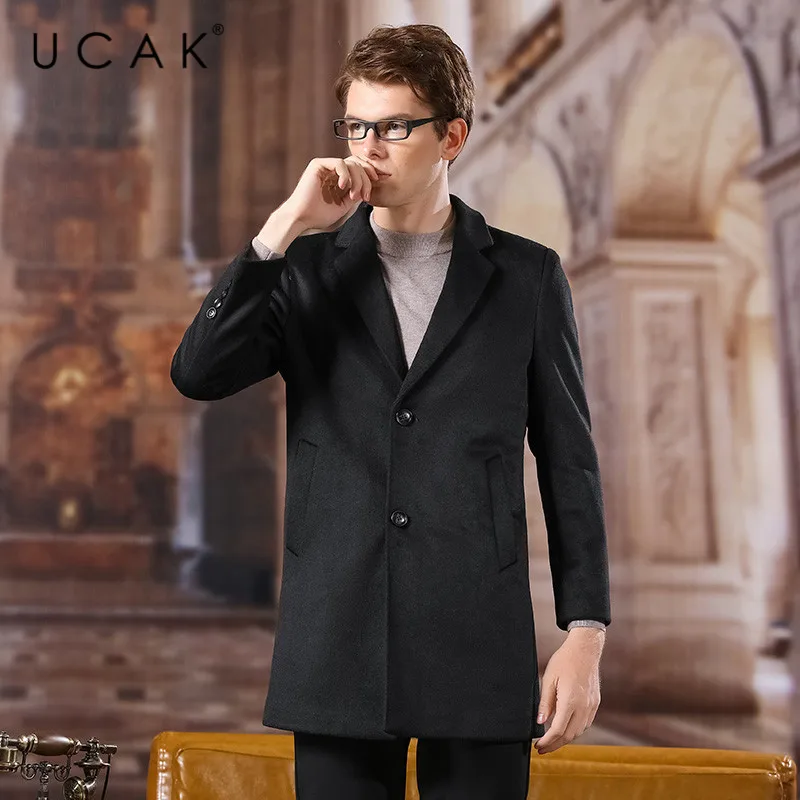 UCAK Brand Coat Men 2020 New Arrival Wool Casual Long Solid Turn-down Collar Abrigo Hombre Casaco Masculino Warm Men Coat U8037 UCAK Brand Coat Men 2020 New Arrival Wool Casual Long Solid Turn-down Collar Abrigo Hombre Casaco Masculino Warm Men Coat U8037