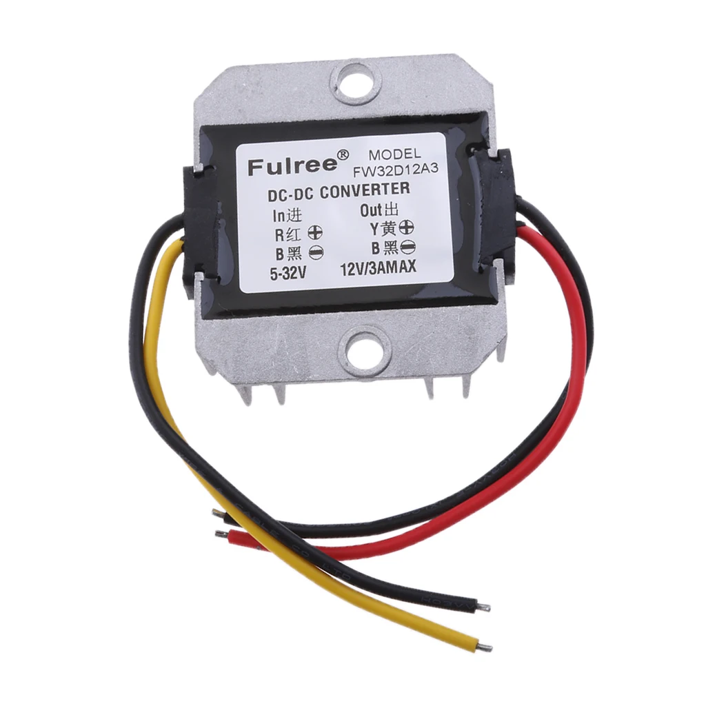 DC 5-32V понижающий до 12V 3A 36W редукционный конвертер напряжения водонепроницаемый