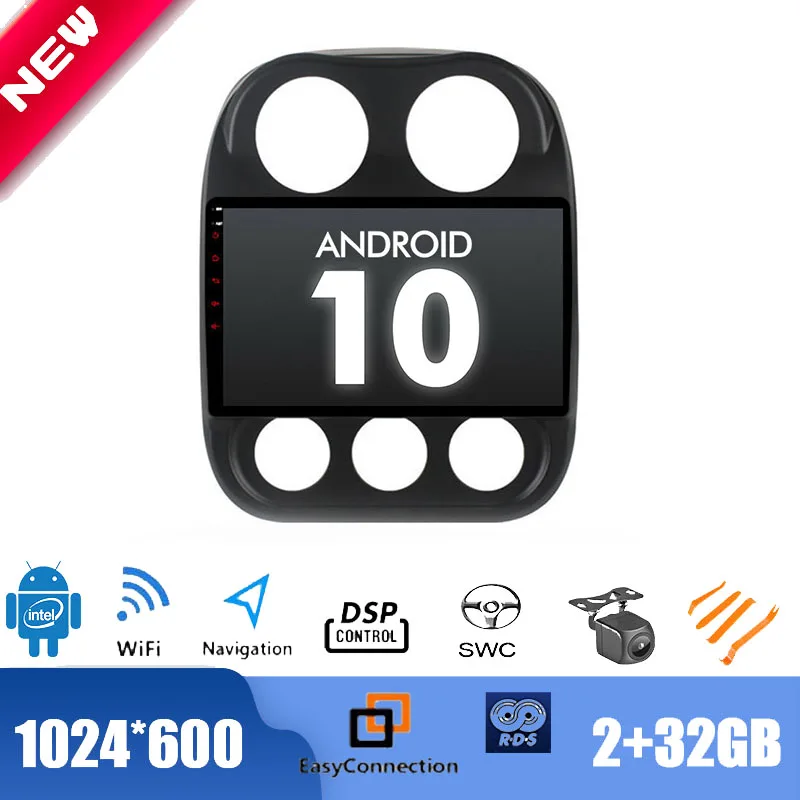 10 1 &quotAndroid 0 радио для JEEP Compass 2010 Автомобильный мультимедийный плеер GPS стерео DSP 2.5D