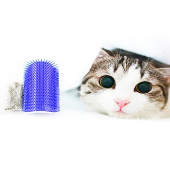 

Wall Corner Comb Brush for Cat Massage Machine Scratching Device Pet Accessories Cat Groomer Brush Hair Remover Toy with Catnip