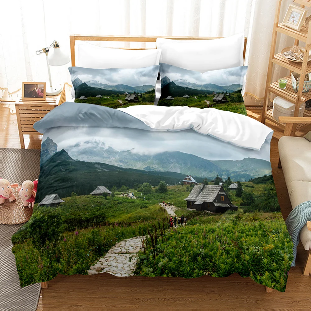 Beauty Tree Road Bedding Set Single Twin Full Queen King Size Tree Road Sky Bed Set Aldult Kid Bedroom Duvetcover Sets 028 