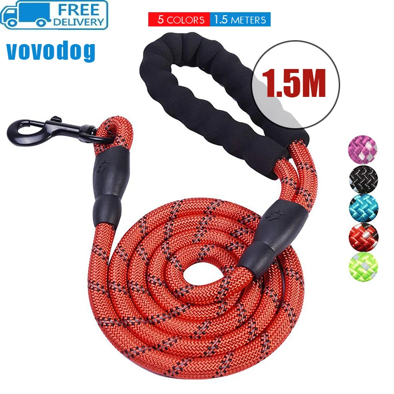 vovodog Leashes Strong Nylon Line Soft Handle Large Size For Cat Dogs Outdoor Walking Training Reflective Leashes Pets Supplier