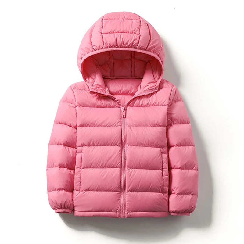 0-10℃ Kids Duck Down Jackets Hooded Winter Coats Boys Girls Portable Windproof Puffy Parkas 13T 14T