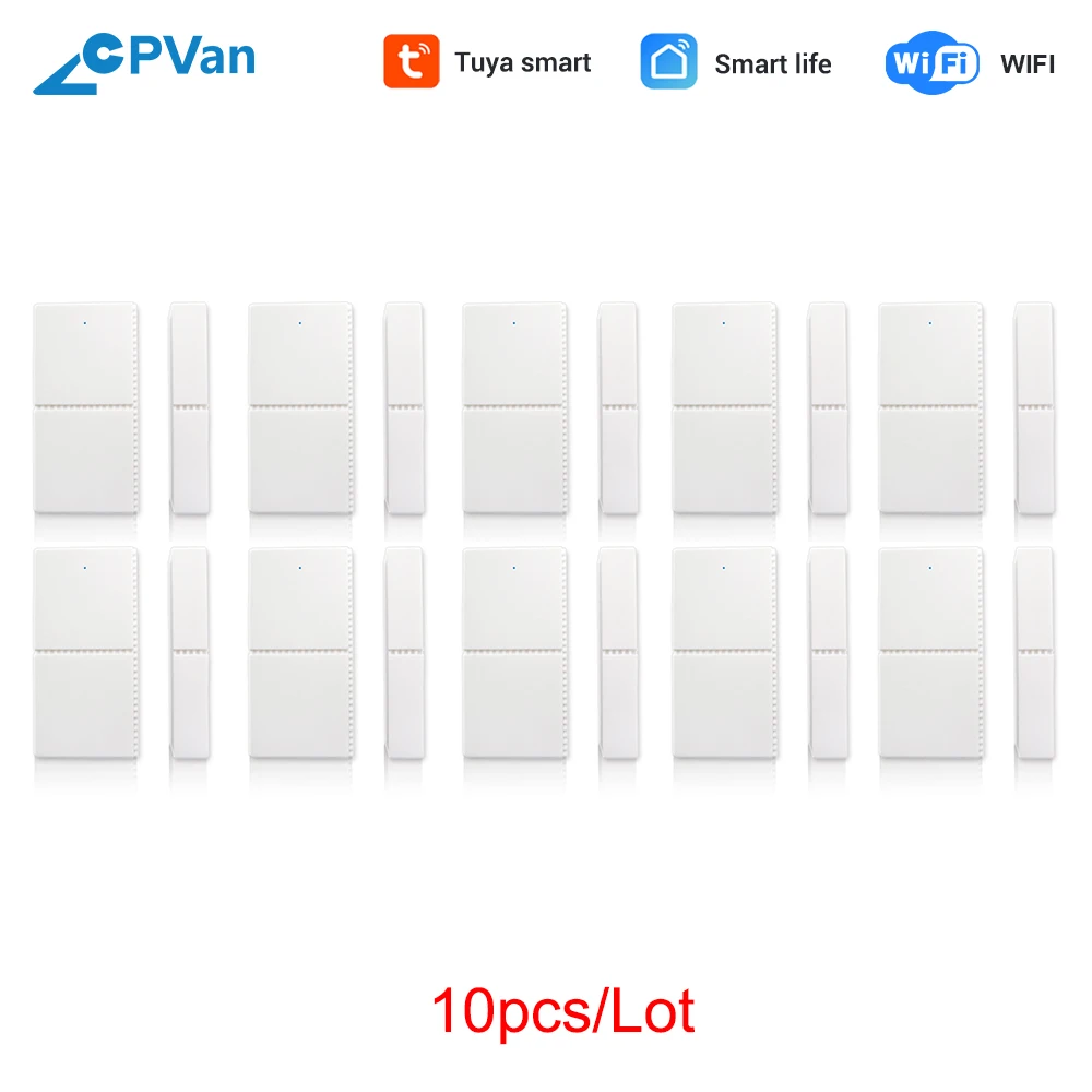 CPVan 10pcs/Lot WIFI Window Door Sensor Smart Life APP TUYA APP WIFI Door Sensor WIFI Door Detector Alarm for Home Security
