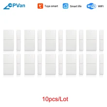 CPVan 10pcs/Lot WIFI Window Door Sensor Smart Life APP TUYA APP WIFI Door Sensor WIFI Door Detector Alarm for Home Security