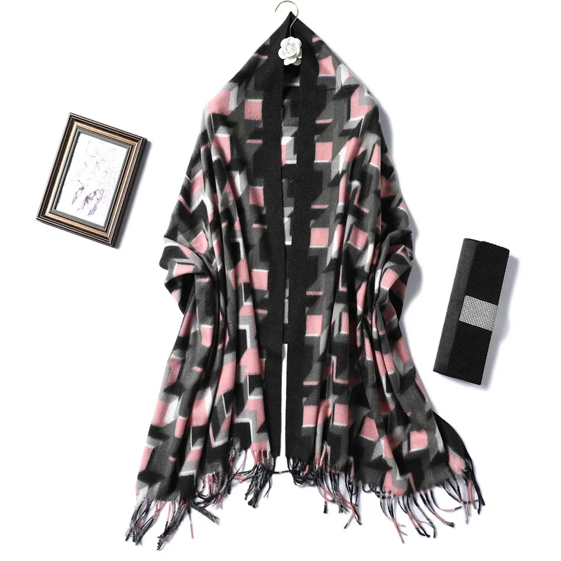 

New Arrival 2019 Winter Scarf Geometric Warm Long Cashmere Desigual Cachecol Shawl Scarves Bandanas Pashmina Bufandas Foulard