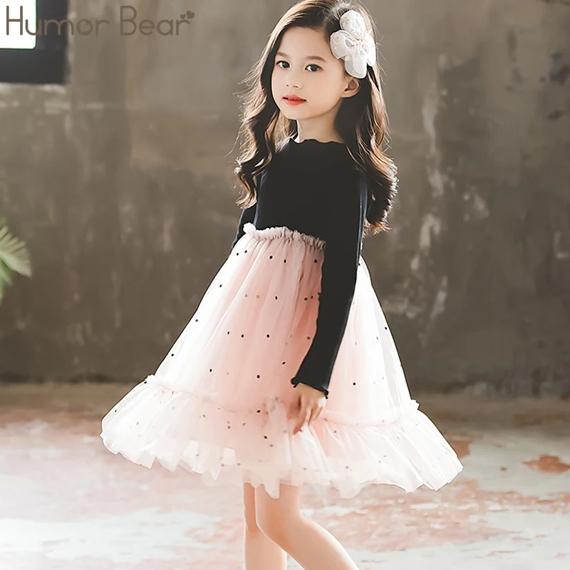Humor Bear/платье для девочек; детская одежда для девочек; платье в горошек для маленьких девочек; детская одежда для девочек; Сетчатое платье принцессы для дня рождения