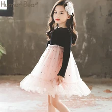 Humor Bear/платье для девочек; детская одежда для девочек; платье в горошек для маленьких девочек; детская одежда для девочек; Сетчатое платье принцессы для дня рождения