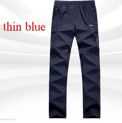 Pants Men Easy Thickening Sweatpants Windbreak Add Cotton Fleece Warm Trousers Men Student Casual Long Pants Joggers Streetwear - Цвет: blue thin