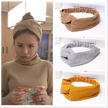 Стиль большой ободок лента для волос стрейч хлопок полосы волос полоса Европа и Америка переплетенные волосы лента Ретро широкие резинки для волос