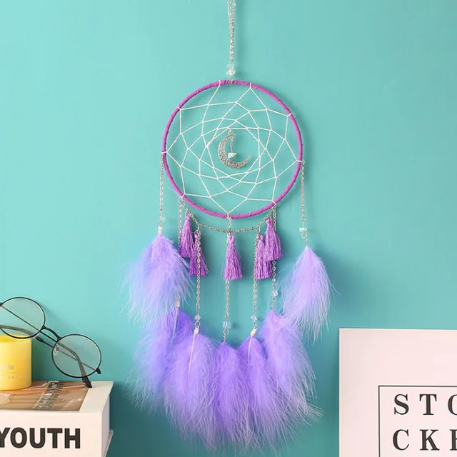 Original silver gray dream catcher 2 ring Indian feather hanging art gifts to bestie friends creative valentine's day gifts ZA