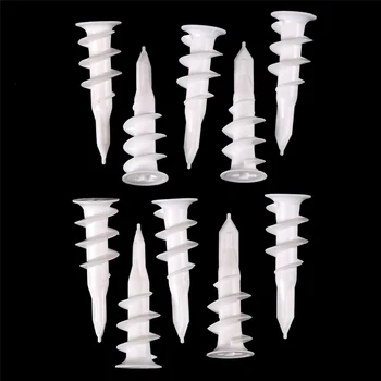 

New 10x White Plastic Self Drilling Threaded Drywall Plastic Anchors for M4-M5 Screws New