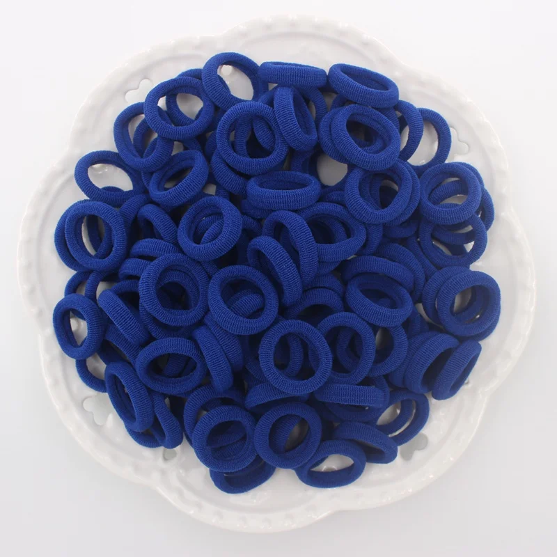 Royal blue 100 шт./лот, новые полосатые милые Стильные Детские эластичные резинки для волос, 6 видов цветов, Детские аксессуары для волос для девочек Q987 - Цвет: Royal blue