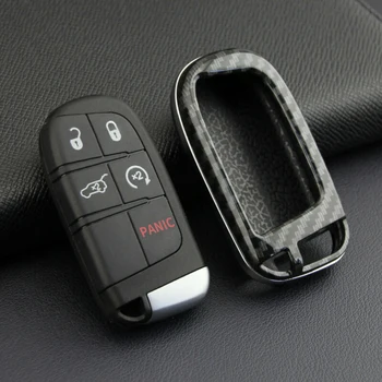 

Case Car Key Case Keychain Shell Cover Carbon Fiber Accessory Parts Replacement For Jeep Dodge Chrysler Car Key