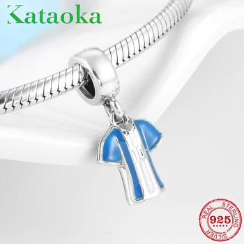 

Personalized 925 Sterling Silver Football jersey pendants beads fit Original Charms European Bracelet Jewelry making
