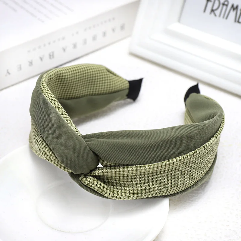 C812 green Винтажные клетчатые ободки для волос для женщин, заколки для волос, перекрестная тюрбан, повязка на голову для девочек, аксессуары для волос, бандо, cheveux opaska - Цвет: C812 green