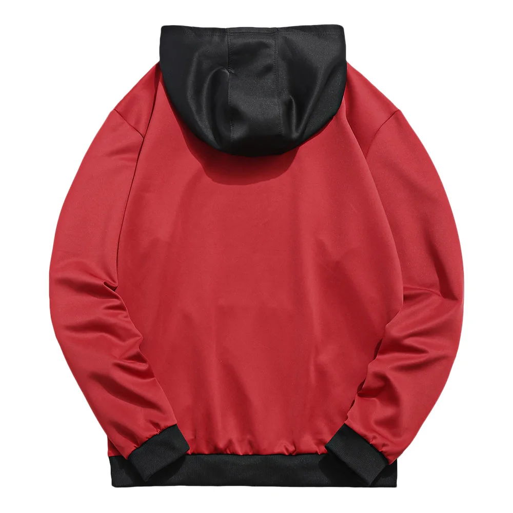 ZAFUL Contrast Letter Pocket Hoodie Color Block Pouch Printed Sweatshirts Men'S Casual Stitching Hooded Pullover Hoodie