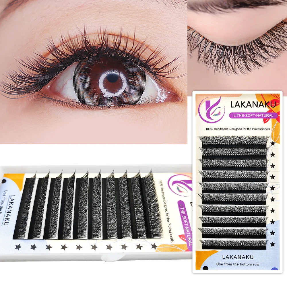 LAKANAKU YY Shape Brazilian Volume Cilia YY Eyelash Extension Supplies Y Design Volume Lashes 8-15mm Individual Cilios YY
